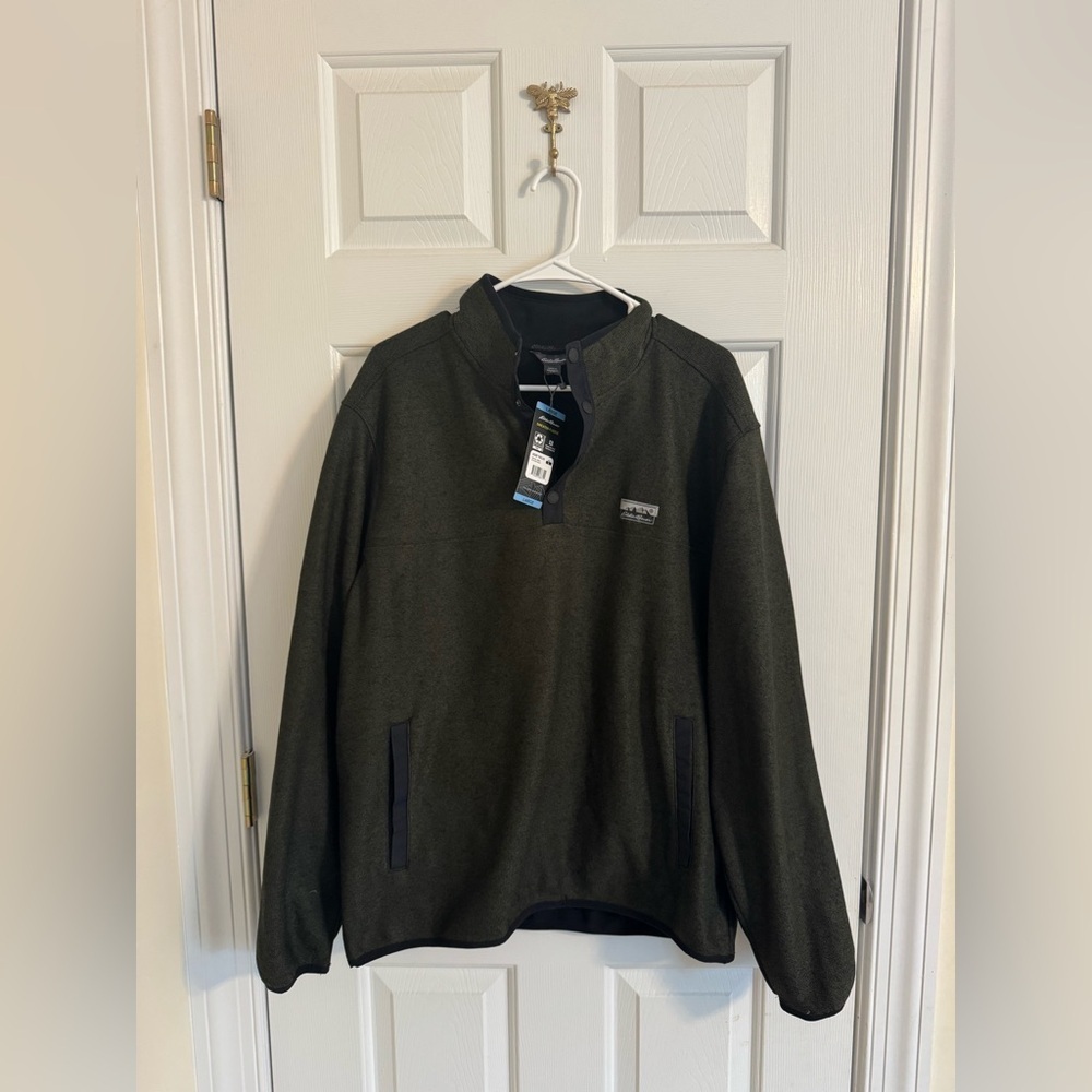 Eddie Bauer sweatshirt size large brown green Fleece Pullover